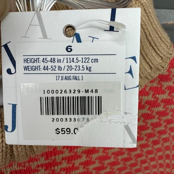 Janie and Jack Poncho Cape Herringbone Coral Tan Sz 6 NWT - Picture 6 of 10